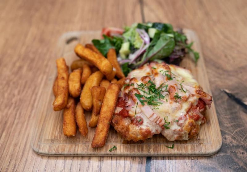 Chicken Parmigiana (With Chips Under The Chicken)
