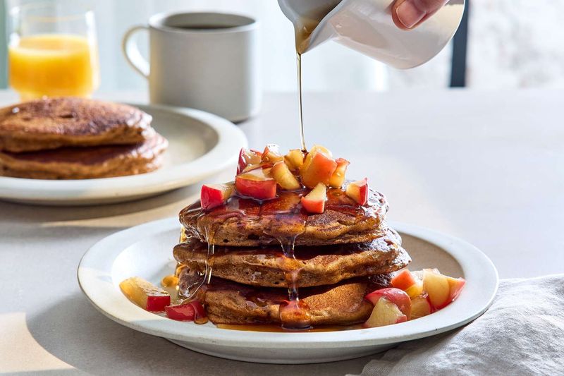 Festive Pancakes With Maple Syrup And Fruit