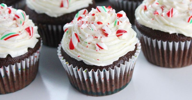 Peppermint Chocolate Cupcakes With Candy Cane Pieces