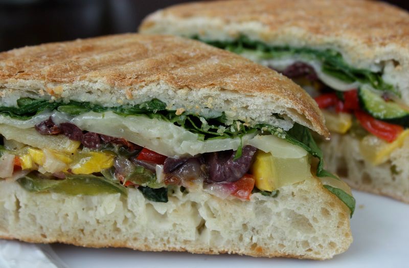 Roast Veggie And Hummus Ciabatta