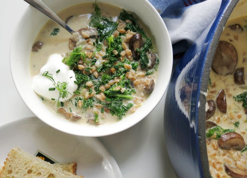Creamy Mushroom Farro Stew