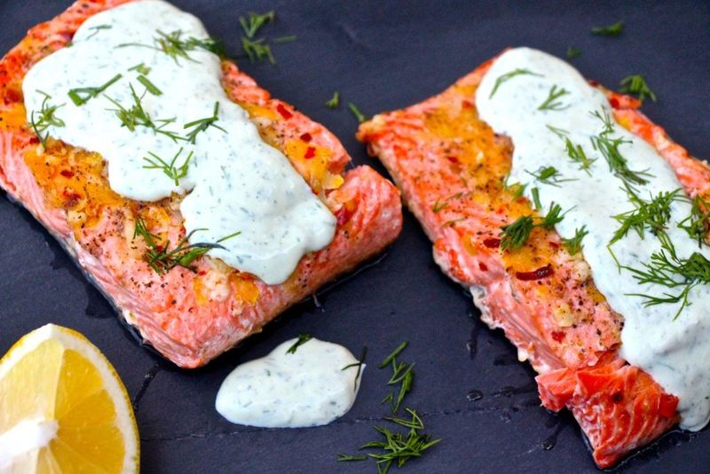 Baked Salmon With Dill Sauce