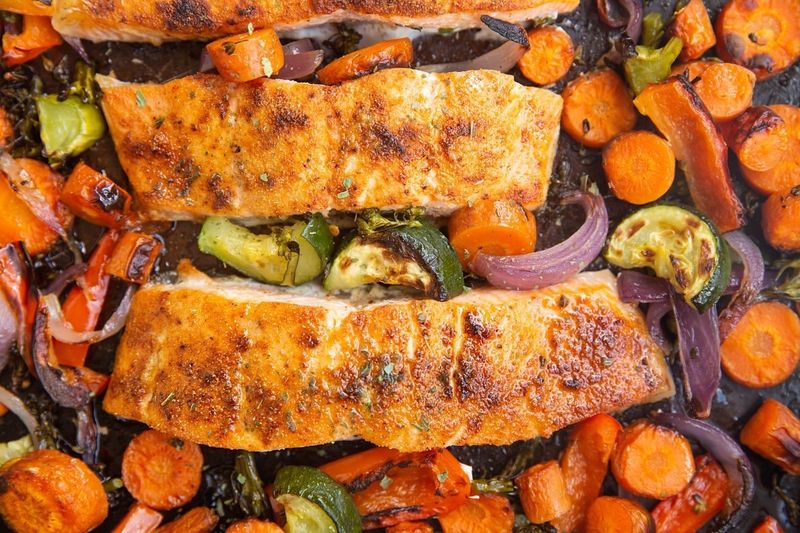 Baked Salmon With Roasted Vegetables
