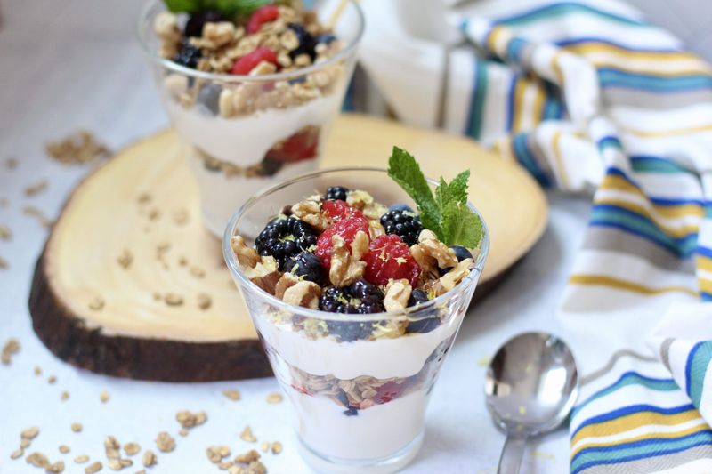 Greek Yoghurt Parfait With Fruit And Nuts