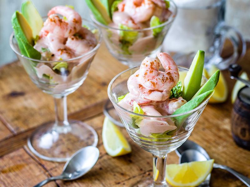 Serving Prawn Cocktail In Glass Cups