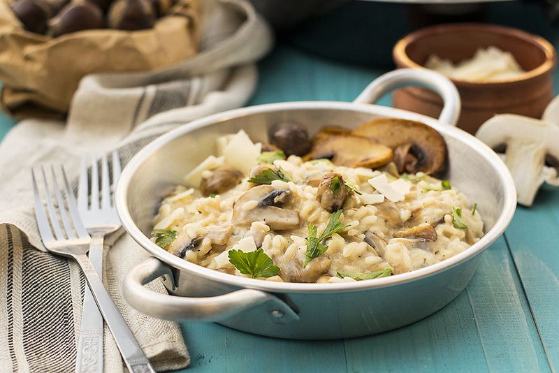 Creamy Mushroom And Chestnut Risotto