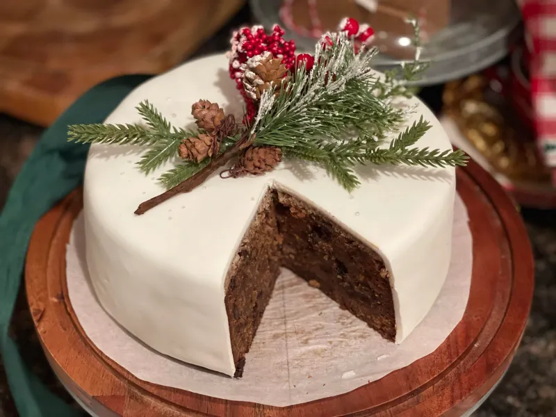 Christmas Cake With Marzipan And Royal Icing