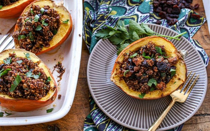 Stuffed Acorn Squash With Quinoa And Cranberries