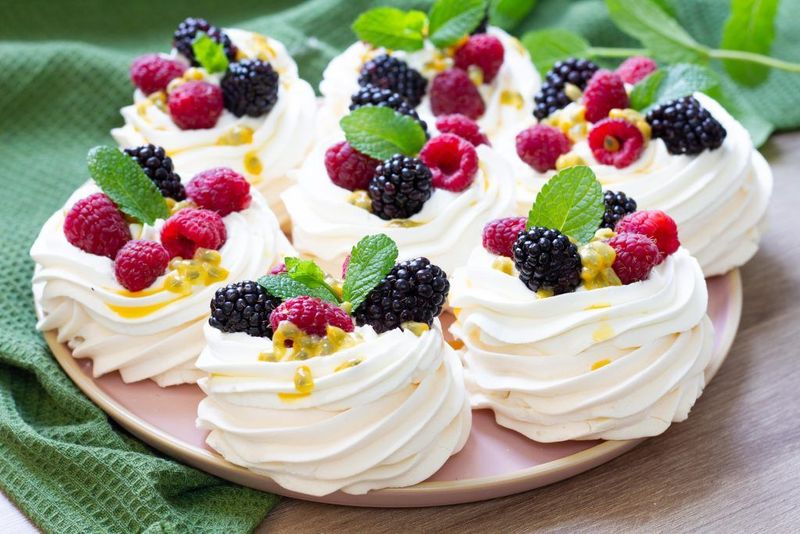 Mini Pavlovas With Berries And Mint