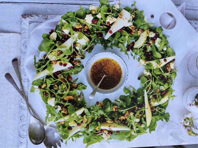 Festive Wreath Salad With Pomegranate Seeds