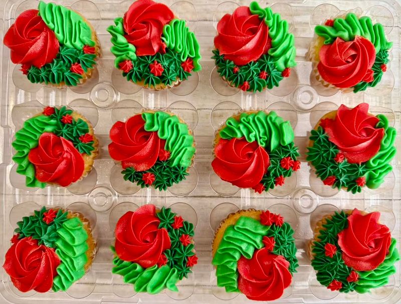 Festive Red And Green Buttercream Swirls