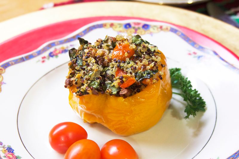 Quinoa And Mushroom Stuffed Bell Peppers