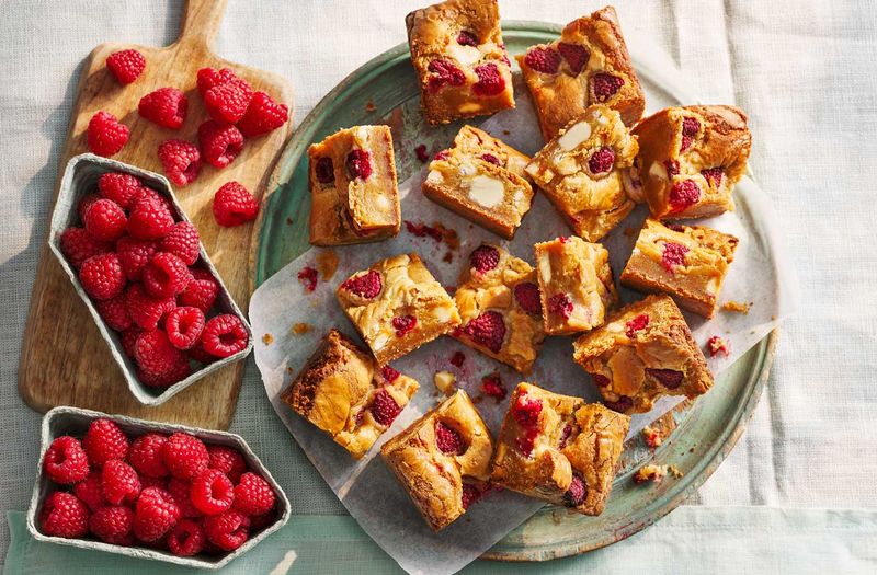 Raspberry And White Chocolate Blondies