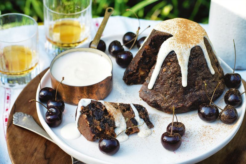Christmas Pudding With Brandy Butter And Custard