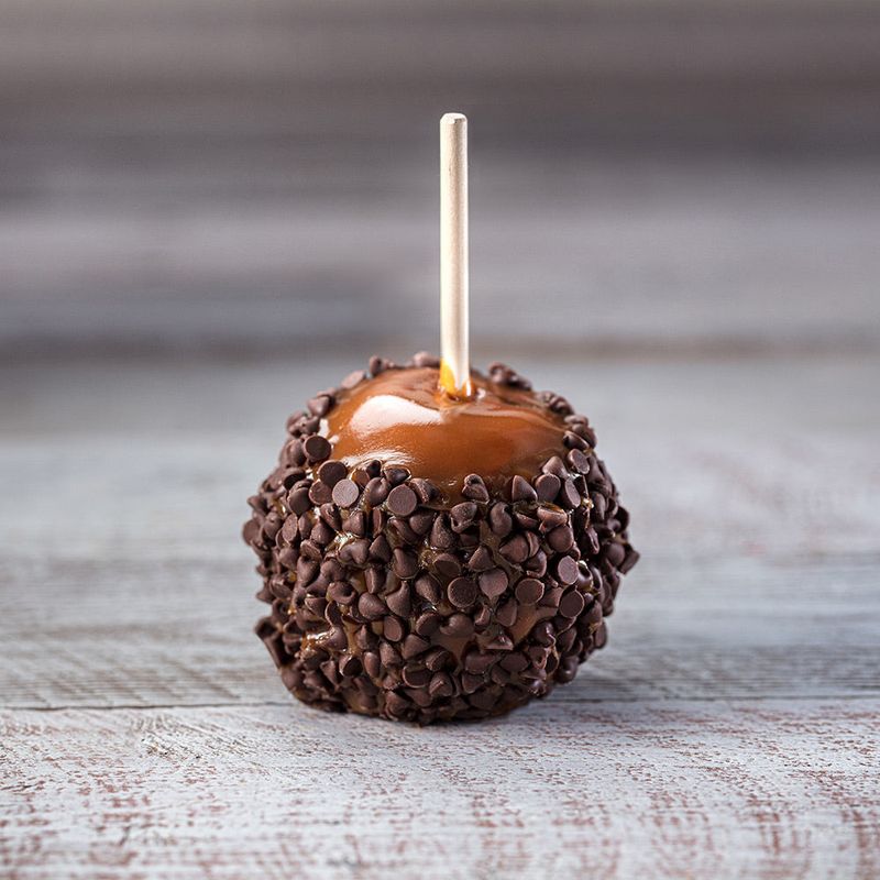 Dark Chocolate Drizzle Candy Apples With Nuts