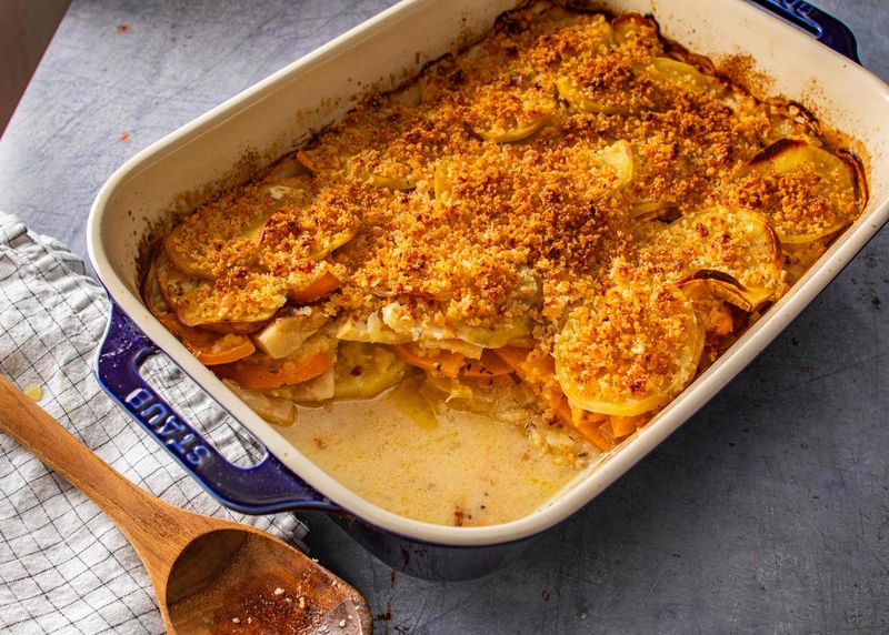 Winter Vegetable Gratin With Cheese Crust