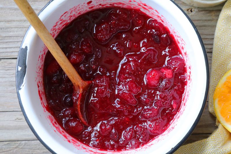 Cranberry Sauce Made From Fresh Or Frozen Berries
