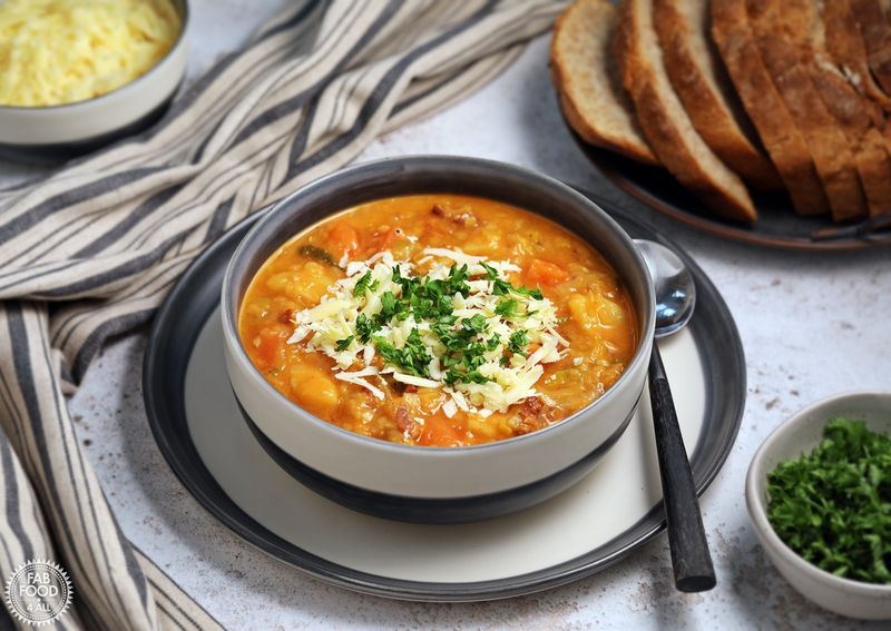 Warming Lentil And Vegetable Soup With Fresh Herbs