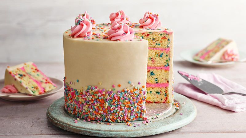 Birthday Cake With Icing And Sprinkles