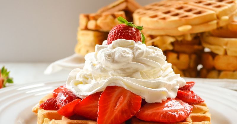 Strawberry Shortcake Waffles With Whipped Cream