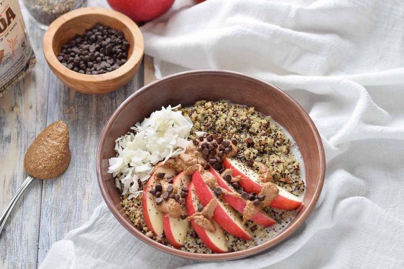 Quinoa Breakfast Bowl With Almond Butter And Fruit