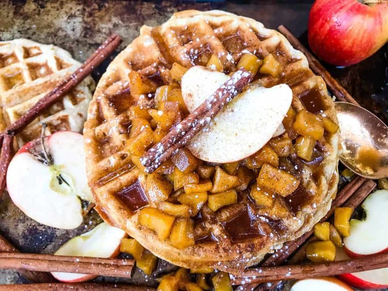 Apple Pie Waffles With Spiced Compote