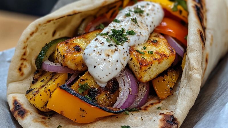Halloumi And Roasted Vegetable Wraps