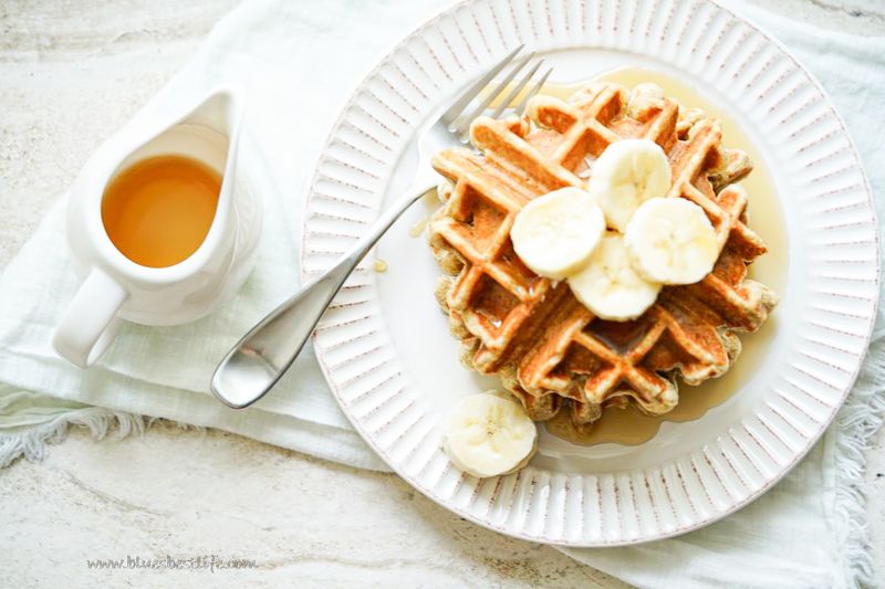 Banana And Peanut Butter Waffles With Honey