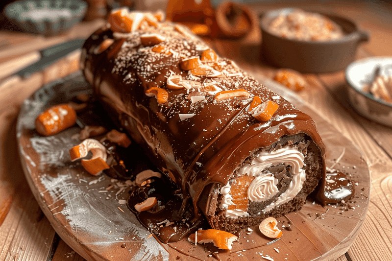 Chocolate Caramel Swiss Roll