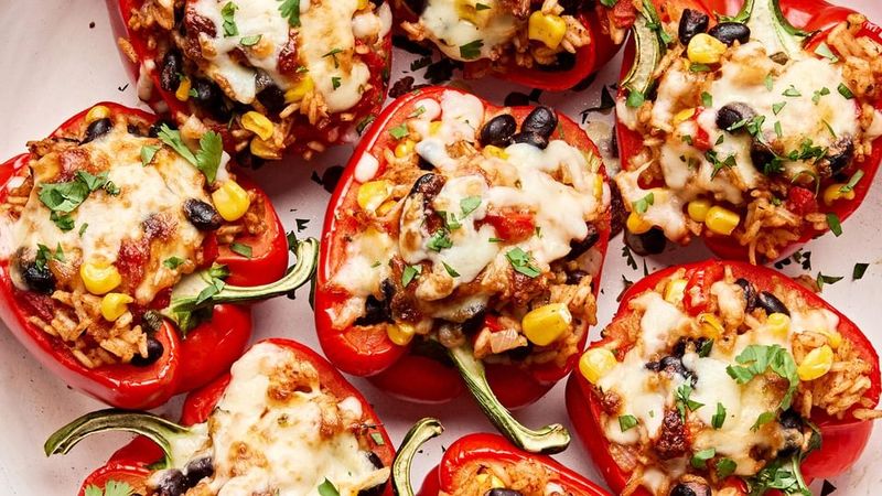 Stuffed Peppers With Herbed Rice And Vegetables