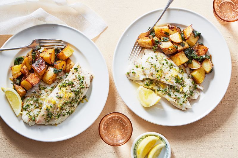 Pan Fried Fish Fillets With Buttered New Potatoes
