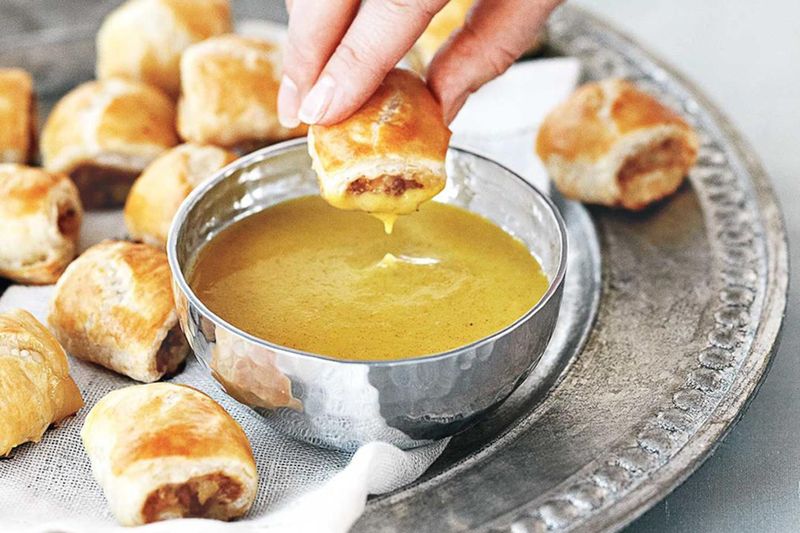 Mini Sausage Rolls With Mustard Dip