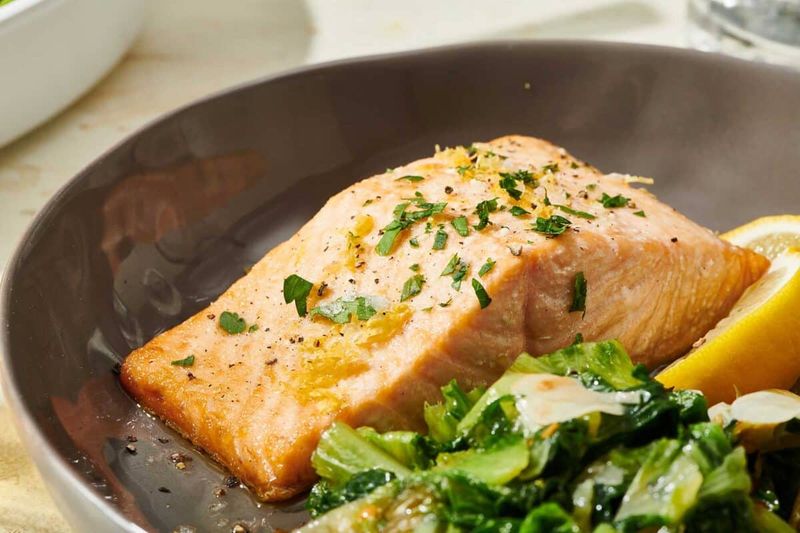 Baked Salmon With Winter Greens And Lemon