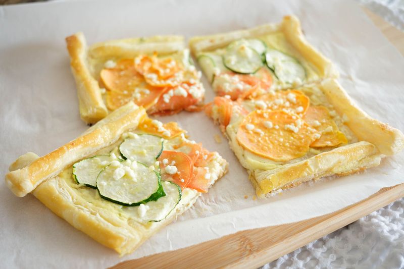 Vegetable And Cheddar Puff Pastry Squares