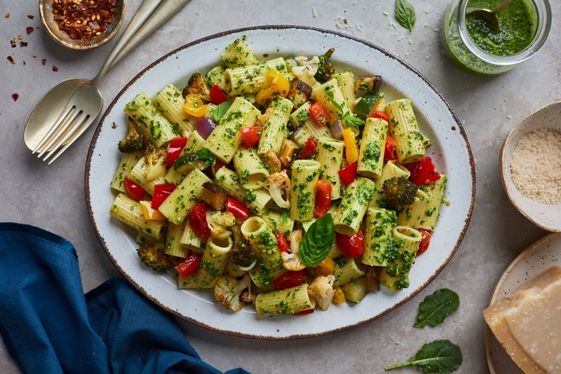 Pasta Salad With Roasted Vegetables And Pesto