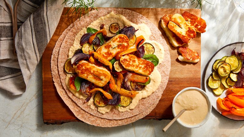 Halloumi And Roasted Vegetable Wraps