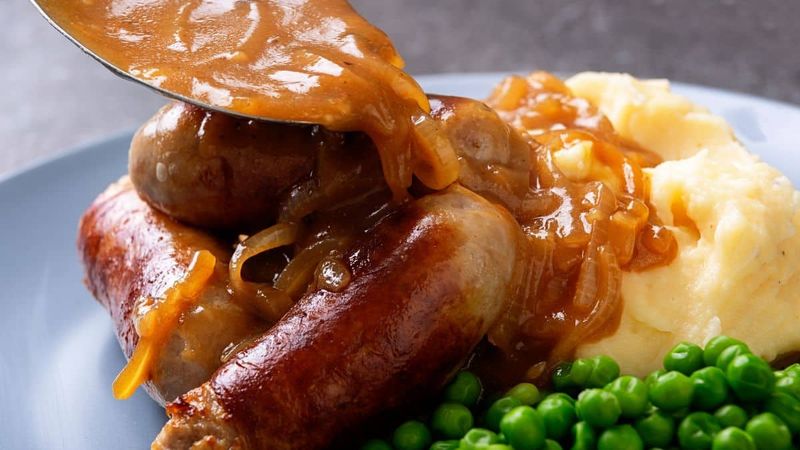Sausage And Mash With Onion Gravy
