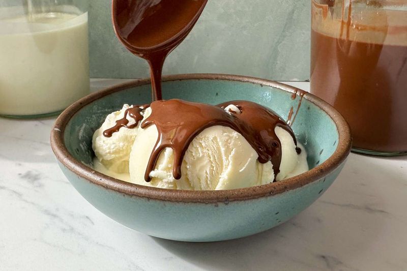 Chocolate Ice Cream Topping Made From Melted Leftovers