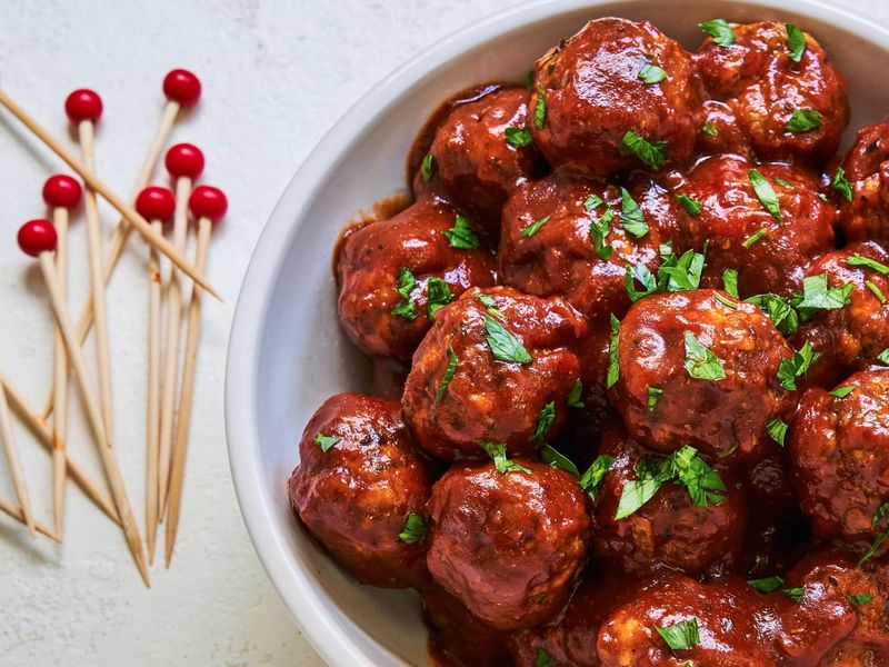 BBQ Glazed Meatballs In Tomato Sauce
