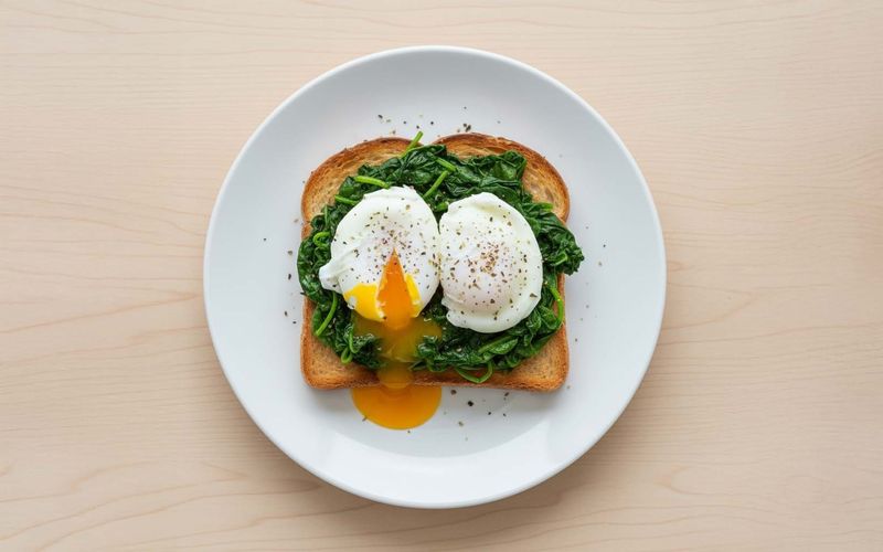 Poached Eggs On Sourdough With Spinach