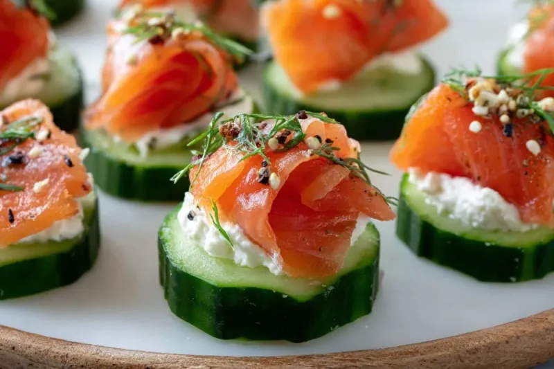 Smoked Salmon And Cream Cheese Cucumber Bites