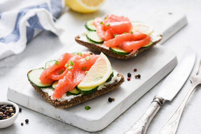 Smoked Salmon And Lemon Cottage Cheese Rye Toast