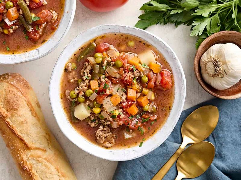 Homemade Vegetable Soup With Bread
