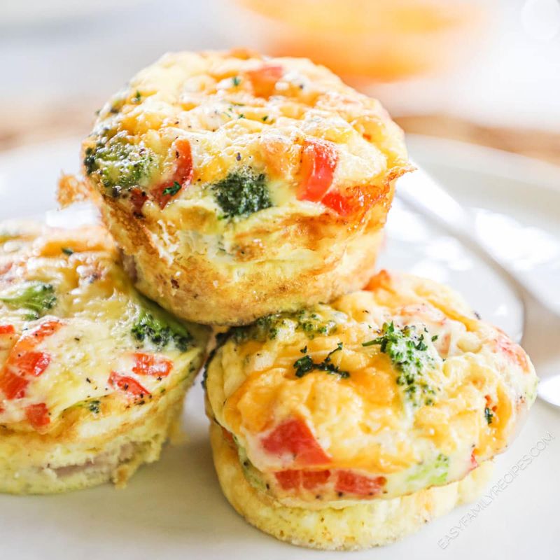 Baked Egg Muffins With Vegetables And Cheese