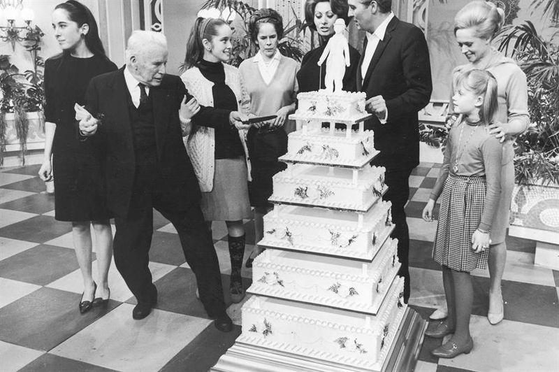 Charlie Chaplin's Five-Foot Birthday Cake, 1966