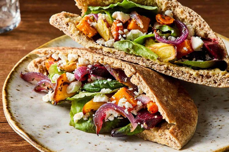 Hummus And Roasted Veg Pitta Pockets
