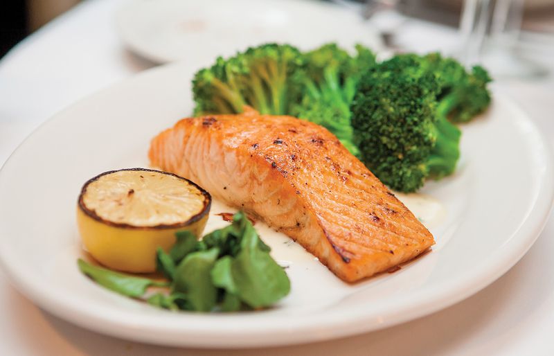 Grilled Salmon With Steamed Greens