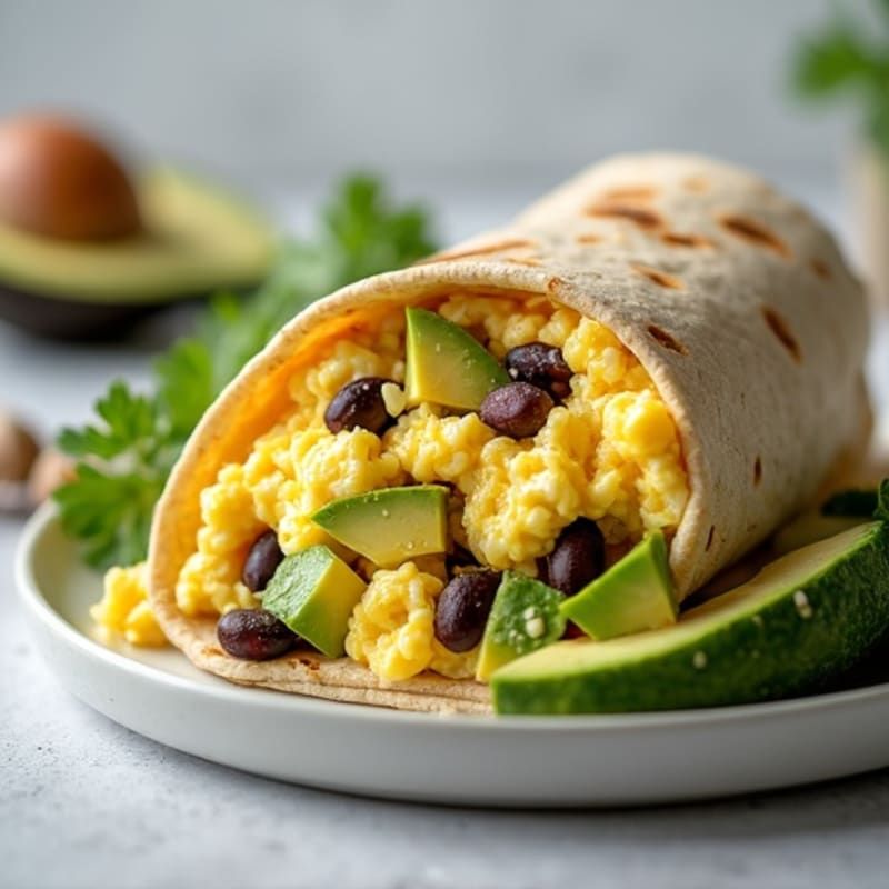 Wholegrain Wrap With Scrambled Egg And Avocado