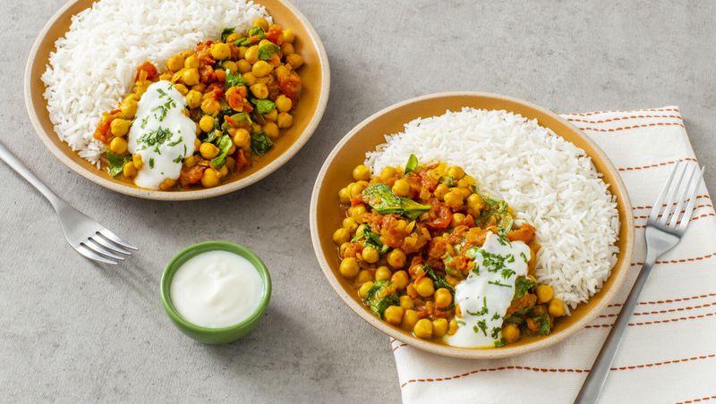 Vegetable And Chickpea Curry With Rice