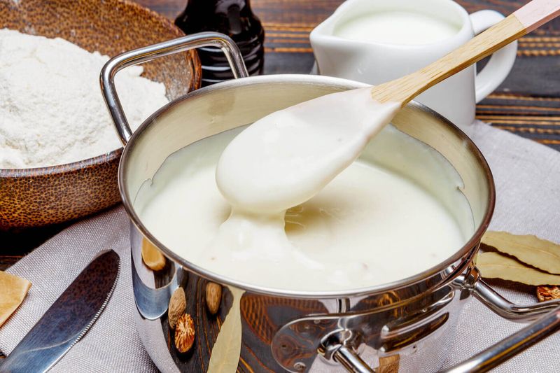 Cooking White Sauce Or Béchamel